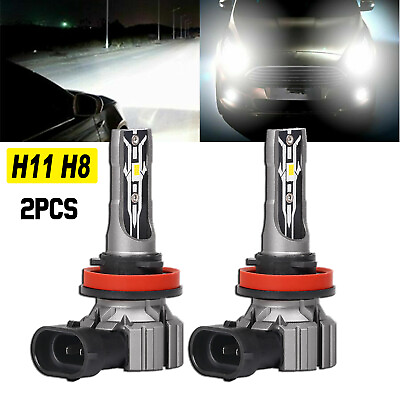#ad 2PC H11 H8 LED Headlight Kit High Low Beam Bulb Super Bright 6500K White 20000LM $14.89