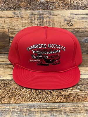 #ad Vintage Chambers Motor Co. Commercial Equipment Red Snapback Trucker Hat Boring $9.99