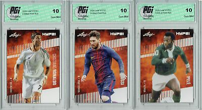 #ad 3 Pele Lionel Messi Cristiano Ronaldo 2020 Leaf HYPE Card GOAT Lot All PGI 10 $64.99