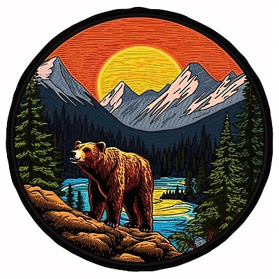 #ad Brown Bear Patch Iron on Applique Wild Animals Badge Mountain Nature Camping $5.87
