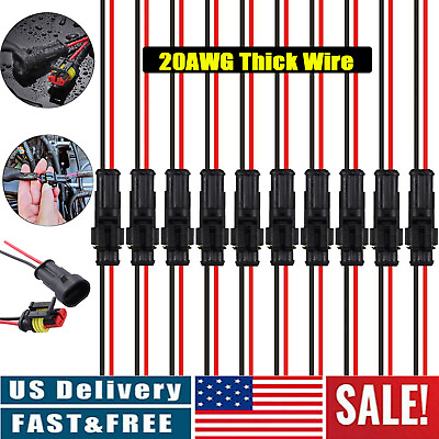 #ad 1 1000x Car Waterproof Electrical Wire Cable Connector Male Female 2Pin Plug Lot $209.89