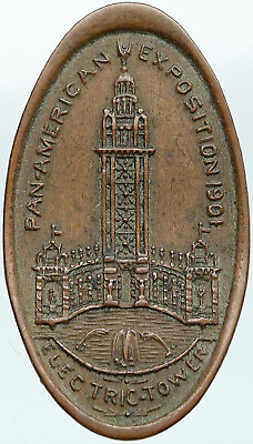 #ad 1901 USA Buffalo NY Panamerican WORLD EXPO ELECTRIC TOWER Antique Medal i88294 $223.65
