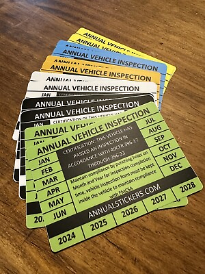 #ad 12 Pack Of Annual Vehicle Inspection Decal Sticker Trucks Trailers Semi Dot $22.00