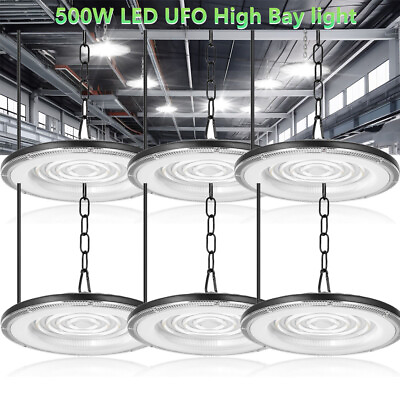 #ad 6Pack 500W UFO Led High Bay Lights Commercial Warehouse Factory Light Fixture $230.99