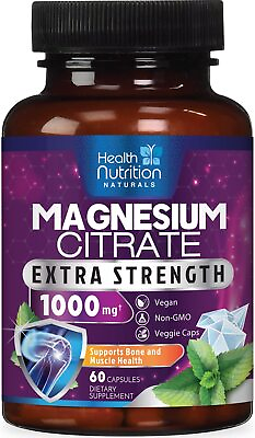#ad Magnesium Citrate Capsules 1000mg Per Serving Highest Potency Capsules $31.32