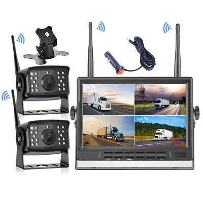 #ad 7quot; Digital Wireless Monitor DVR 2x Reverse Backup Camera Kit For Caravan Truck $158.00