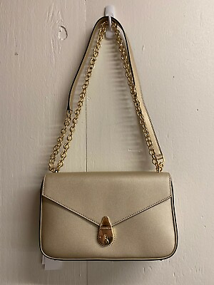 #ad Calvin Klein Lock Leather Small Crossbody Bag H9DER9ZF Gold New w Tags $123.55