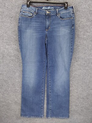#ad Eddie Bauer Jeans Womens 14 Blue Curvy Bootcut Denim Cotton Polyester Spandex $16.84