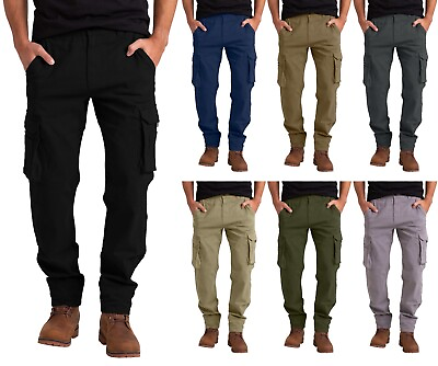 #ad Mens Heavy Duty Work Trouser Stretch Reinforced Utility Pocket Cargo Full Pant $22.94