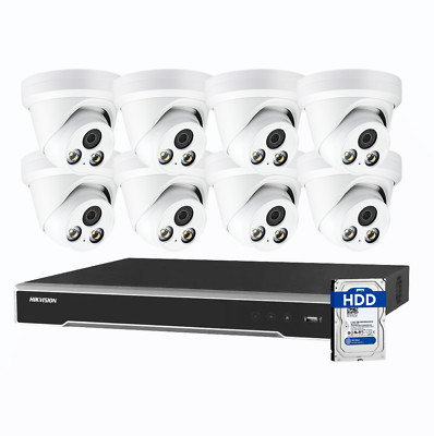 #ad Hikvision OEM 8CH 8PoE 4K NVR 8mp Security IR IP Camera CCTV System Outside Lot $80.75