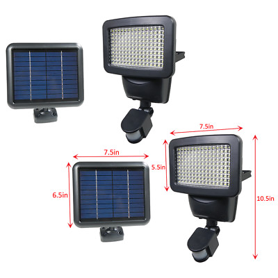 #ad 2 PACK 150 SMD LEDs Solar Powered Black Motion Sensor Security Light Flood 60 80 $44.99