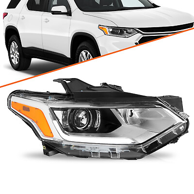 #ad for 2018 2021 Chevy Traverse Chrome Xenon Passenger Side Headlight w LED DRL $135.99