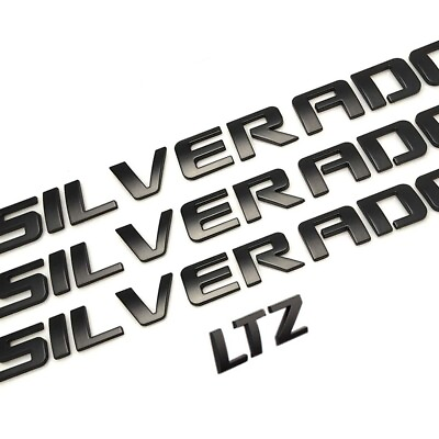 #ad Set Of 4 Matte Black Door Emblems Tailgate Letters Badge For SILVERADO LTZ 07 18 $20.99