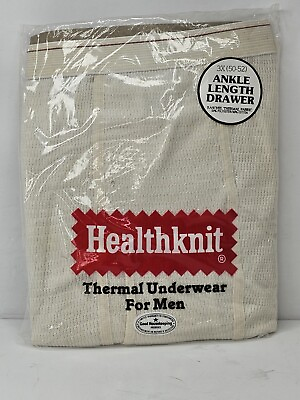 #ad Vintage Healthknit Thermal Underwear 3 XL 50 52 Big Tall Ankle Drawer NOS Sealed $17.88