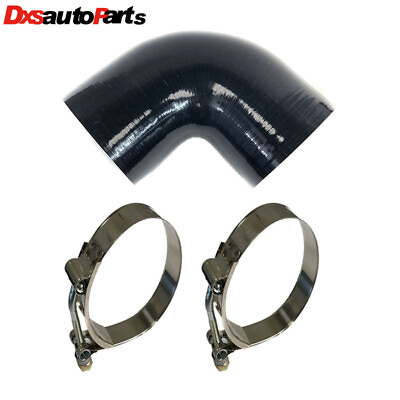 #ad 90 Degree Black 4 Ply Silicone 3quot; to 3quot; Hose Coupler 1Pairs 3quot; Hose Clamp $18.99