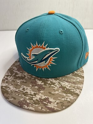 #ad Miami Dolphins New Era Fitted Hat Size 7 3 8 Salute to Service 59Fifty NFL Used $15.99