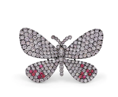 #ad Colorless White 4.52CT Lab Created Diamonds amp; Pink Sapphires Butterfly Brooch $499.00
