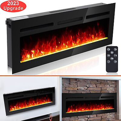#ad 50quot; 1500W Heat Wall Mount Recessed Electric Fireplace Heater w Remote LED Flame $199.90
