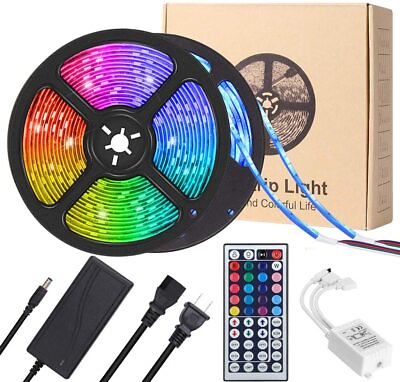 #ad #ad 32ft LED Strip Lights Remote Control Bedroom Waterproof for Indoor Outdoor Use $8.99