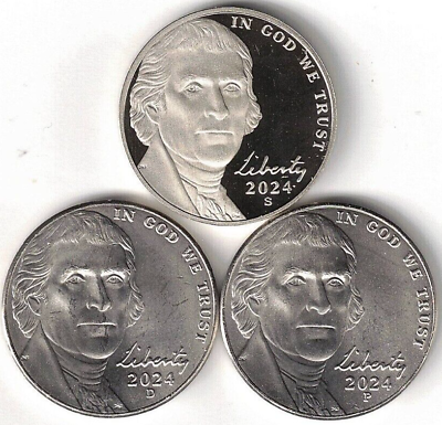 #ad 2024 S San Francisco Proof Jefferson Nickel with Philadelphia amp; Denver 3 Coins $7.95