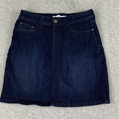 #ad Croft amp; Barrow Denim Skirt Womens 4 Blue Pockets Zip Front Built In Shorts Skort $14.77