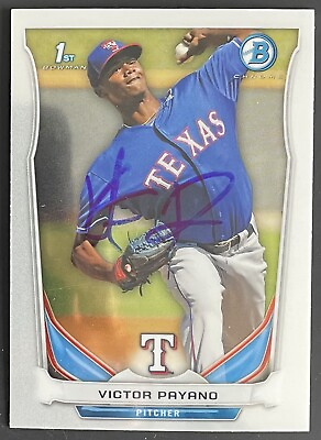 #ad 2014 Bowman Chrome Signed #BCP86 Victor Payano Texas Rangers Autographed Card $1.80