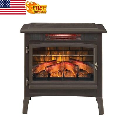 #ad Electric Infrared Quartz Fireplace Stove Adjustable 3D Flame Effect Bronze 28 Lb $222.17