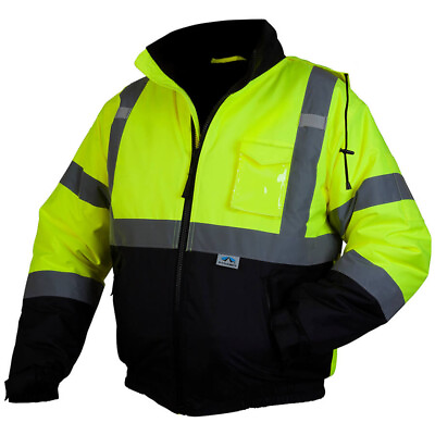 #ad HIGH VISIBILITY INSULATED HI VIS REFLECTIVE ROAD WORK SAFETY BOMBER JACKET COAT $32.39