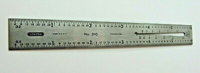 #ad GENERAL No. 310 6quot; Ruler w B amp; S Gauge NEW USA scale rule 6 inch $10.50
