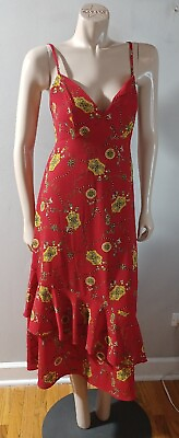 #ad Speechless Dress Women#x27;s S Red Printed Double Layer Halter $14.40