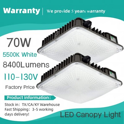 #ad LED Waterproof Canopy Gas Station Light Fixture 70WOutdoor High Bay Garage Lamp $348.00