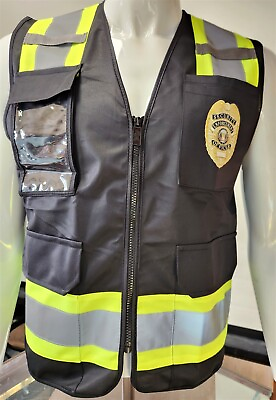 #ad Two Tone High Visibility Reflective BLACK Security Safety Vest $17.99