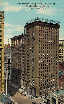 #ad USA North American Real Estate Trust Buildings Broad Philadelphia Postcard 07.98 $4.99