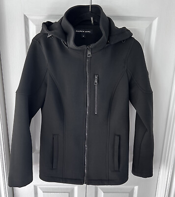 #ad ANDREW Marc Black Scuba Style Jacket Women’s Size Medium $29.00