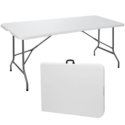 #ad 6FT Plastic Folding Table Portable Fold in Half Picnic Utility Table with Handle $61.58