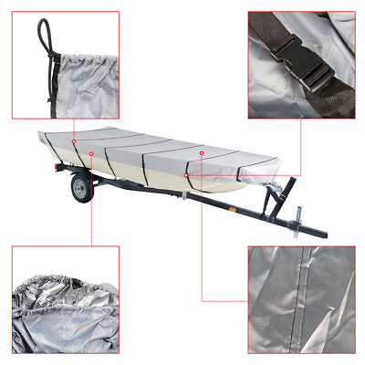 #ad Jon Boat Cover 12ft 14ft 16ft 18ft L Beam Width up to 75inch Grey 210D $29.05