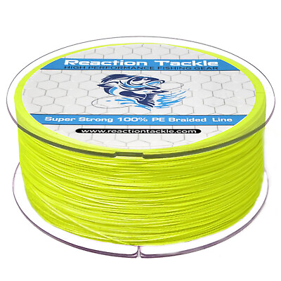 #ad Reaction Tackle Braided Fishing Line Braid Hi Vis Yellow 4 and 8 Strands $48.99