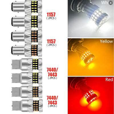 #ad 2 X LED 1157 7443 White Amber LED Canbus Stop Tail Brake Light Bulbs $7.99