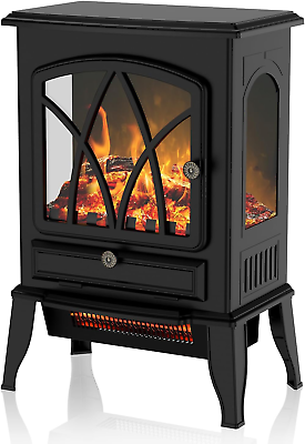 #ad Electric Fireplace Stove with Realistic Flame Effects 16quot; Infrared Fireplace He $129.99