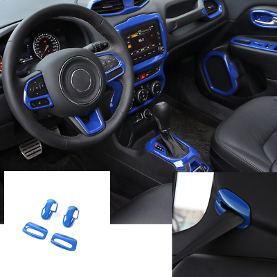 #ad Interior Seat Belt Buckle 4X 2015 2020 Cover Trim ABS Blue Fit For Jeep Renegade $26.58