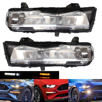 #ad Pair For 2018 2023 Ford Mustang Clear Bumper LED DRL Fog Lights Turn Signal Lamp $272.99
