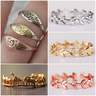 #ad 925 Silver FilledRose GoldGold Women Jewelry Fashion Anniversary Ring Sz 6 10 $1.87