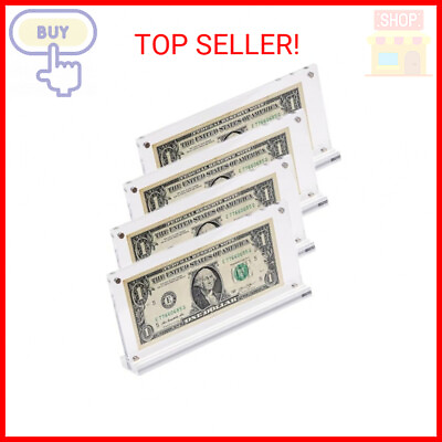 #ad IEEK Acrylic Dollar Bill Display Case Dollar Frame Clear Paper Money Holders Cur $34.81