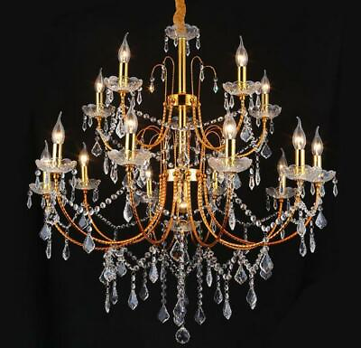 #ad Crystal Chandelier LED Brightness Gold metal Crystal Candle Ceiling Lighting yc $244.35