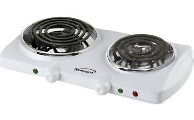 #ad White Brentwood Ts 368 Countertop Electric 1500W double Burner Spiral $25.00