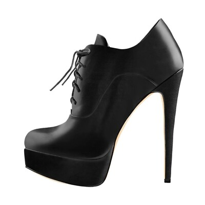 #ad Onlymaker Women#x27;s Lace Up Platform High Heel Stilettos Party Pumps Ankle Boots $55.99