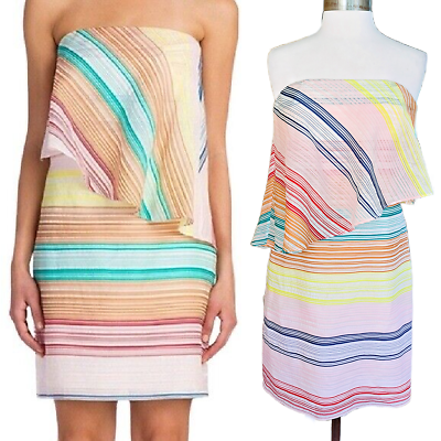#ad NWT Anthropologie Shoshanna Rainbow Sugar Stripe Strapless Mini Dress Size 12 $65.00