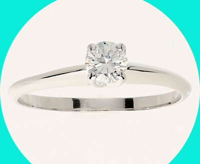 #ad Diamond Solitaire Engagement Ring H Color .30CT Round Brilliant WG Size 6.75 $387.60