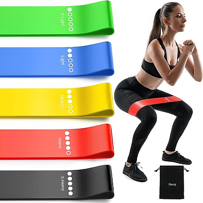 #ad Resistance Bands 5Set Exercise Workout Stretch Bands Booty Legs Pilates Flexband $12.99