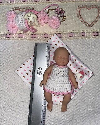 #ad 4.5 Reborn Baby Doll Micro Preemie Full Body Silicone Girl w Clothes Mini 13cm $16.31